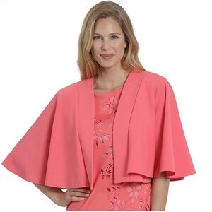 London Times Coral Pink Polished Capelet Cover Up